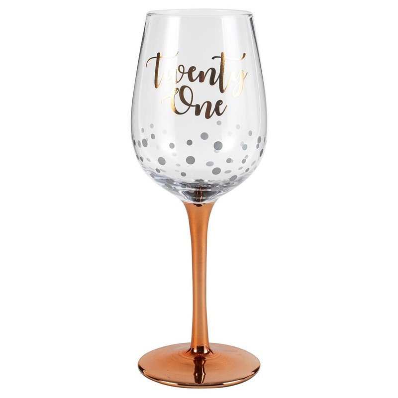 Buy Rose Gold Stem 21st Birthday Wine Glass MyDeal
