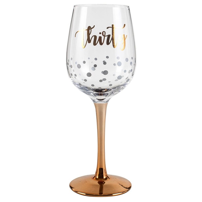 Buy Rose Gold Stem 30th Birthday Wine Glass MyDeal
