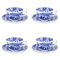 Spode Blue Italian - Teacup & Saucer (Set of 4)