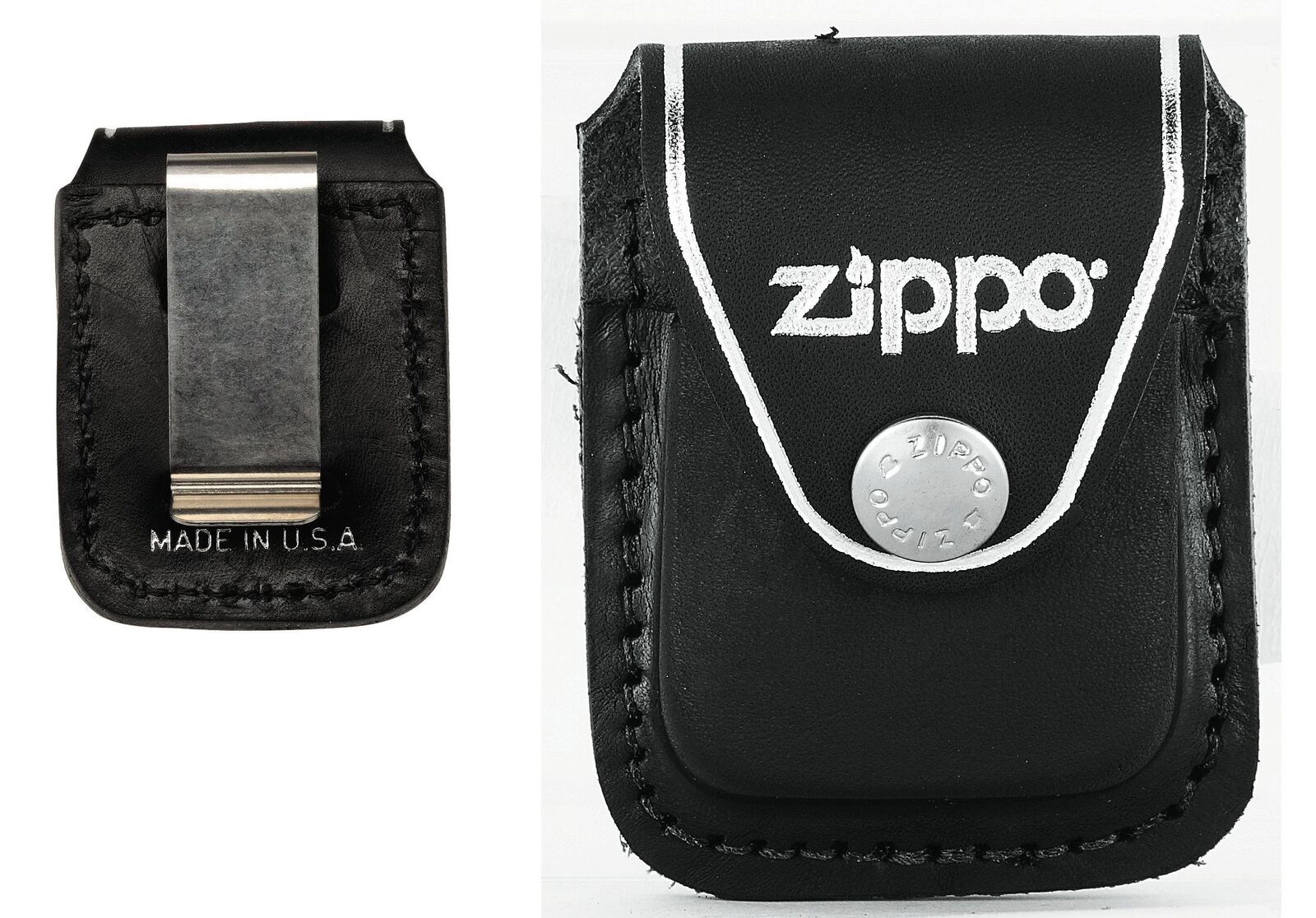 Zippo Pouch  Black Leather with Clip Australia