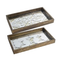 Antique Mirror set of 2 Rectangular Trays - Decorative