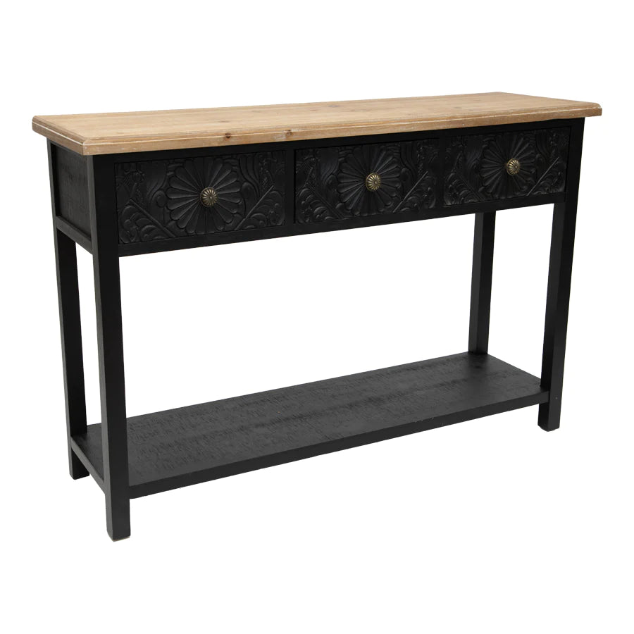 Buy Wooden French Country Black Ornate Console Table - WH - MyDeal Australia
