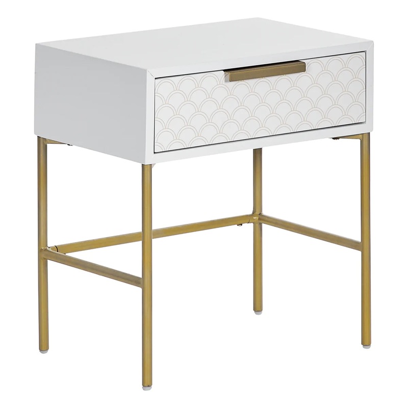 Buy Contemporary White Gold Bed Side Table MyDeal