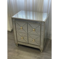 Criss Cross Front with gold handles Bedside Table
