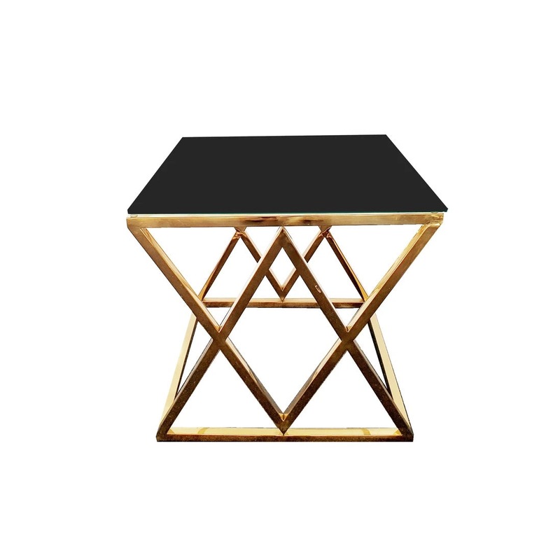 Buy Diamond Gold Side Table with Black Glass Top MyDeal