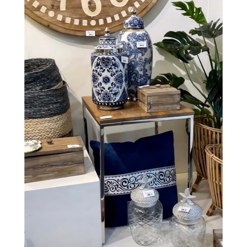 Buy Hamptons Navy Blue Ribbon Cushion MyDeal