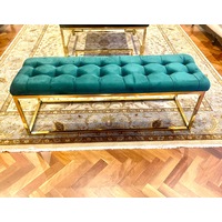 Luxury Green Velvet Ottoman with Gold Leg