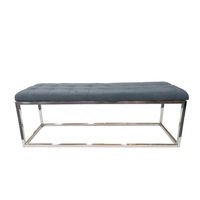 Luxury Grey Velvet Ottoman with Silver Leg