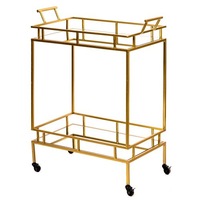 Metal Two Tier Trolley Bar Cart Gold