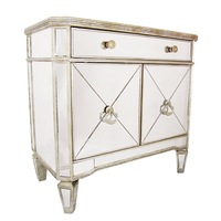Mirrored 1 Drawer 2 Door Cabinet Antique Ribbed - CSHWH