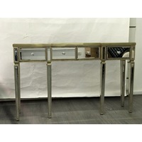 Mirrored Console Table Antiqued Ribbed
