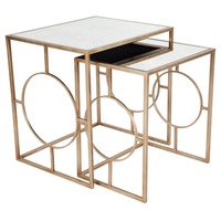 Mirrored Nesting Gold Side Table