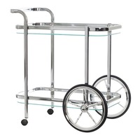 Smith Chrome Glass Bar Cart Clear Rectangular