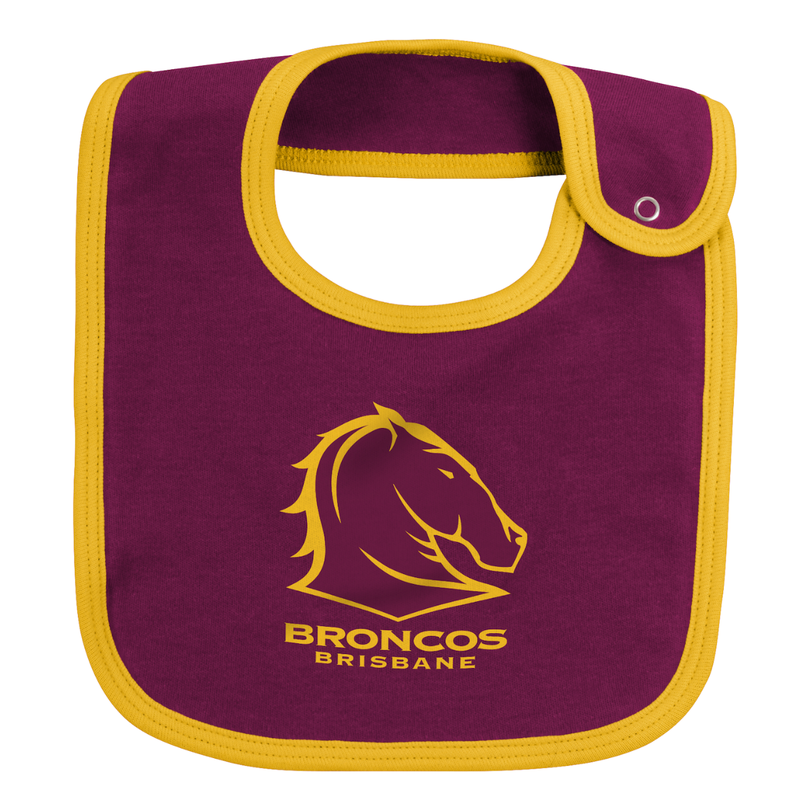 Brisbane Broncos 2022 NRL Romper, Bib and Bootie Set, 7KRN1SQ3_BB