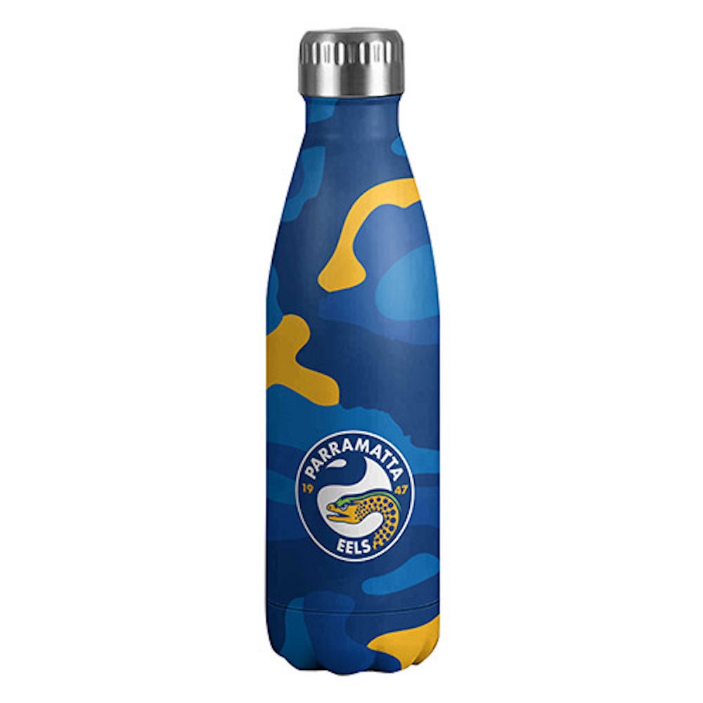 Parramatta Eels NRL Stainless Steel Wrap Drink Bottle with Camouflage Print