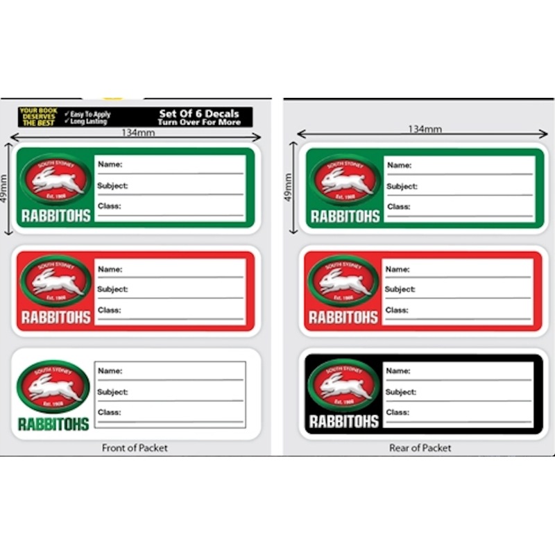 Buy South Sydney Rabbitohs NRL School Book Label Decal Stickers - MyDeal