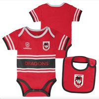 St George Dragons NRL 3 Baby Bodysuit Bib and Bootie Set Gift Sizes 0 to 000