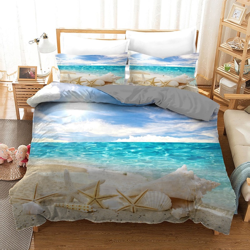 Buy Ocean Beach Sea Star and Shells Quilt Doona Duvet Cover Set - MyDeal