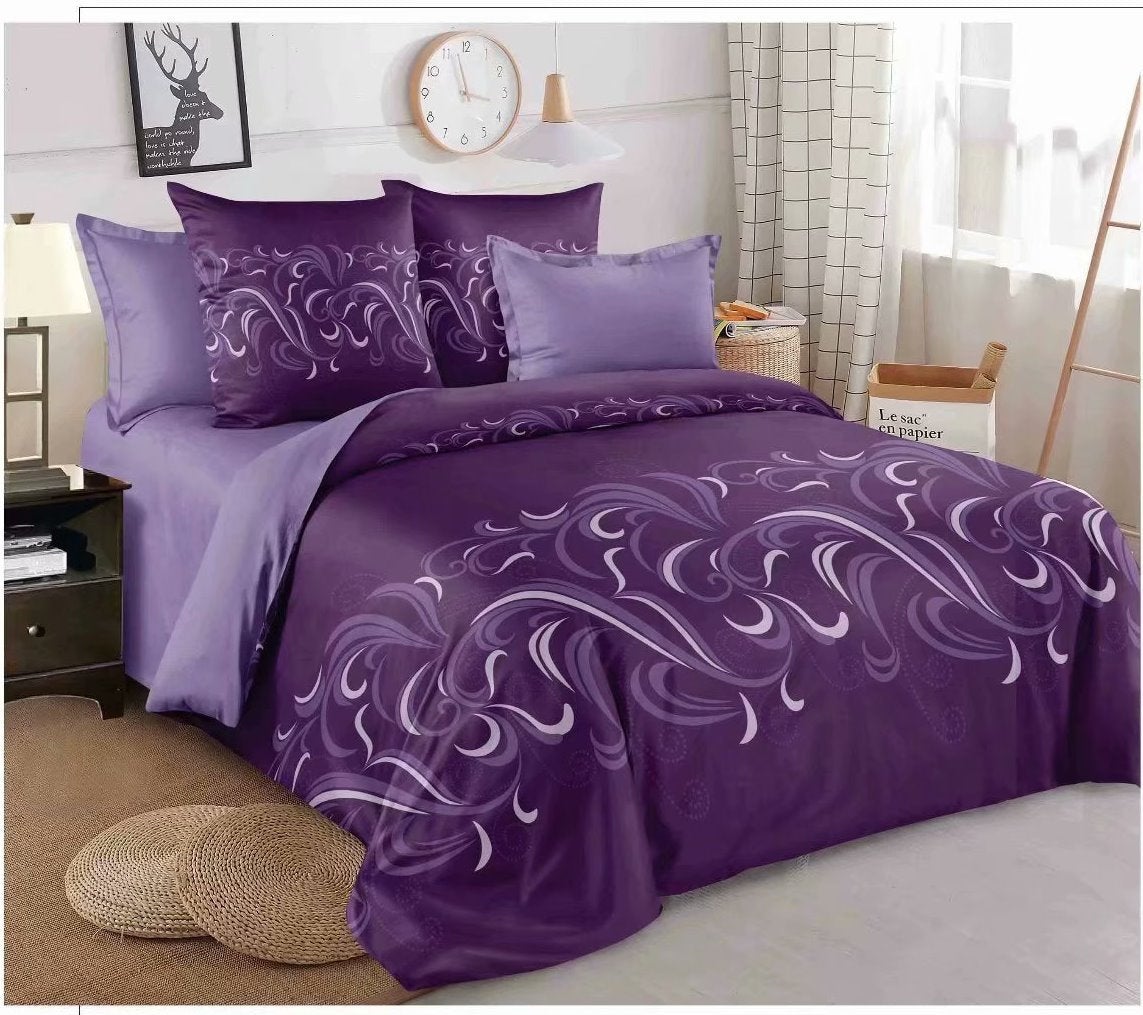 Purple Pattern Quilt Doona Duvet Cover Set