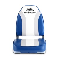 2 Folding Boat Seats Swivels All Weather Seat Marine Seating Set Grey Blue Chair