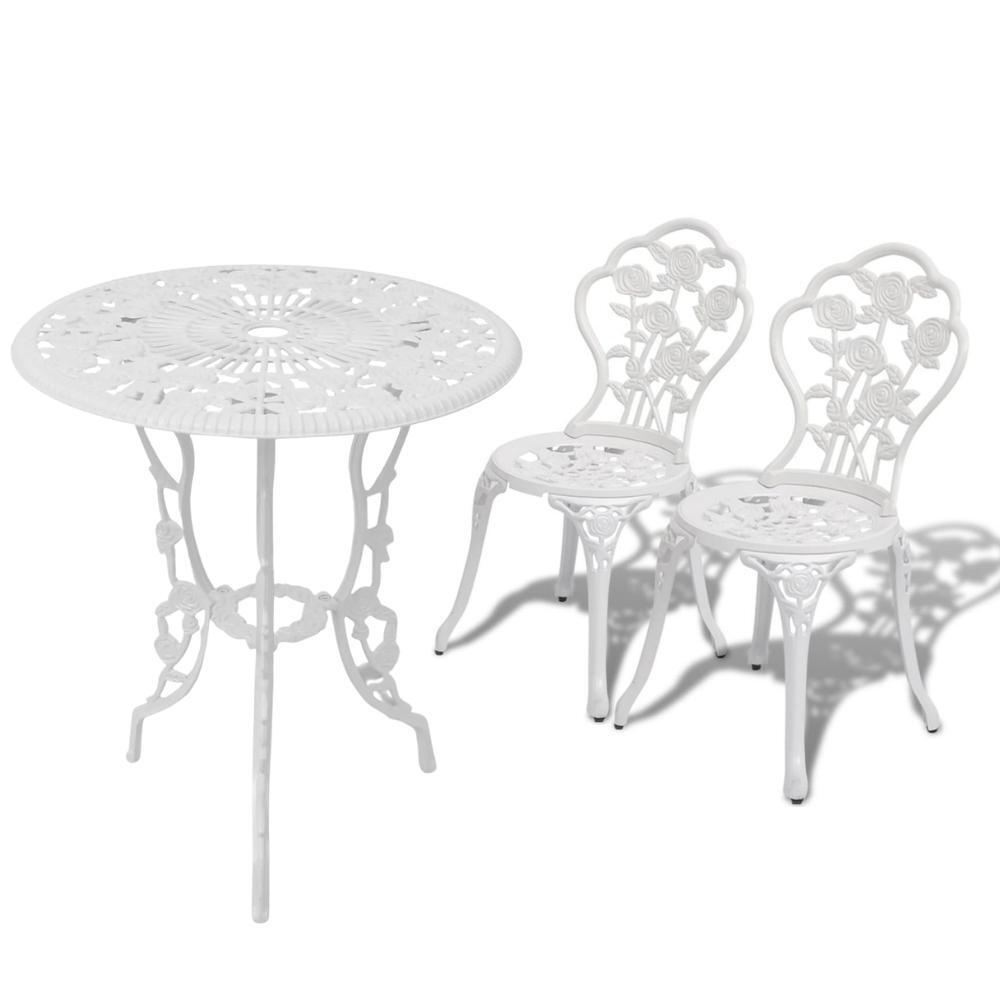 3Pc Patio Bistro Garden Outdoor Furniture Table Chairs Setting Dining Set White