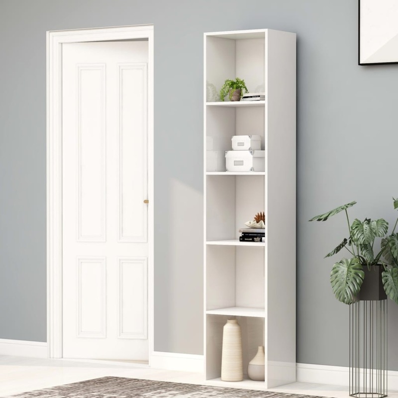 Buy 5 Shelf Bookcase Display Storage Organiser High Gloss White Book Stand MyDeal