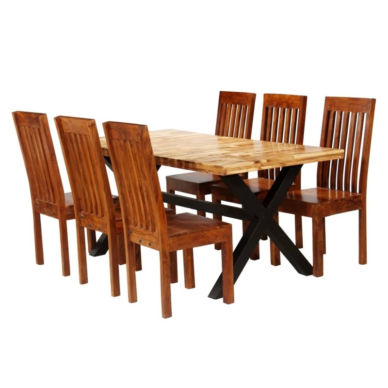 Buy 6 Seat Dining Room Set Solid Hardwood Chairs Mango Wood Table Top