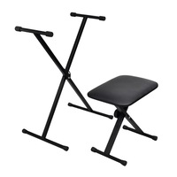 Adjustable Keyboard Stand and Stool Set Folding X-Style Music Accessory Black