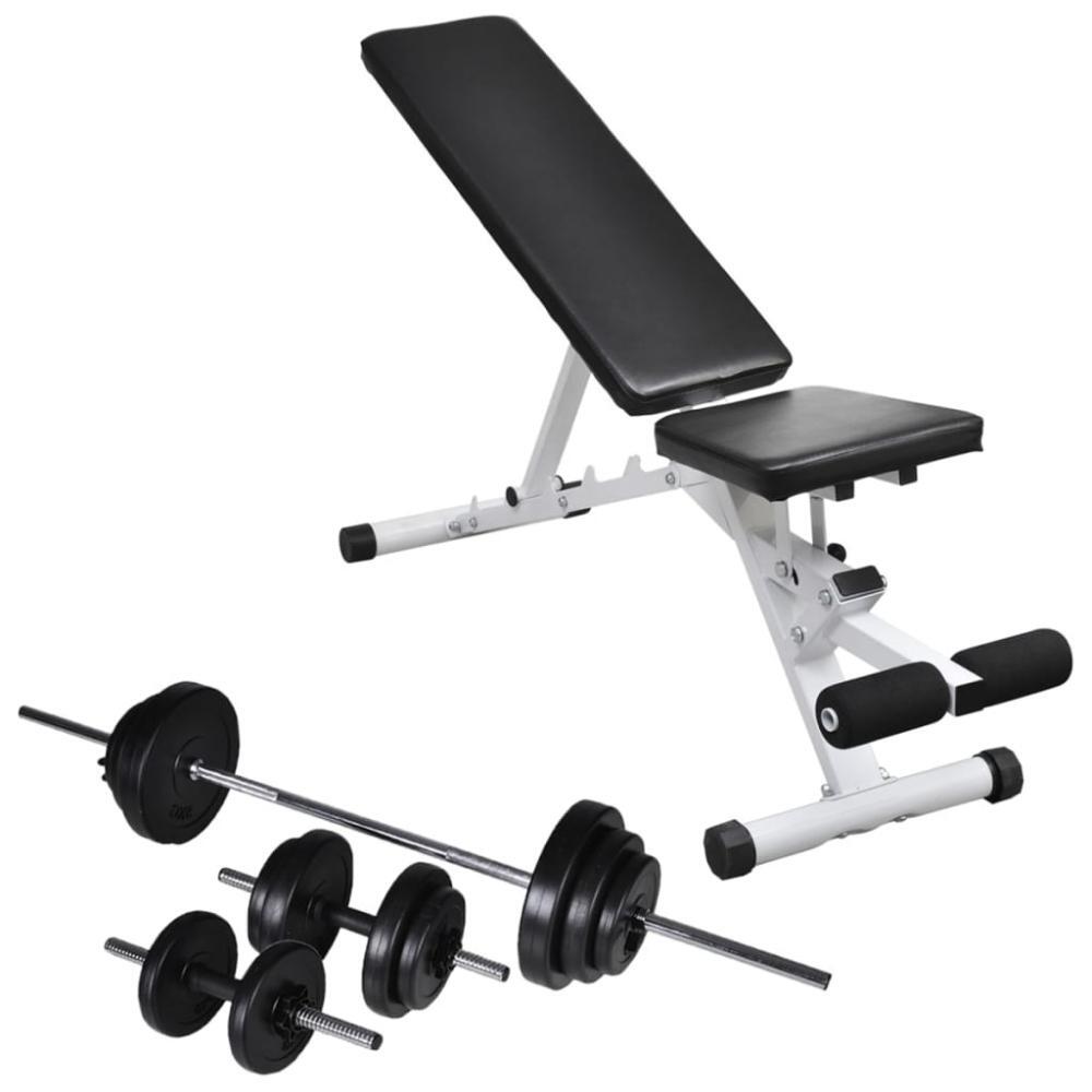 Adjustable Weight Bench With Barbell And Dumbbell Set Home Gym Fitness Workout Australia