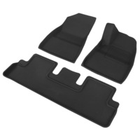 Car Rubber Floor Mats Compatible for Tesla Model 3 Front Rear Carpet Black