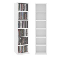 CD Cabinet 6 Shelves Media Open Shelf Storage Rack Display Tower Organiser White