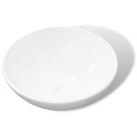 Ceramic Bathroom Basin Above Counter Hand Wash Vanity Round Sink White Gloss
