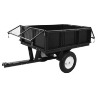 Garden Tipping Trailer Cart Dump Ride Steel Behind Trolley 300kg Outdoor Mower