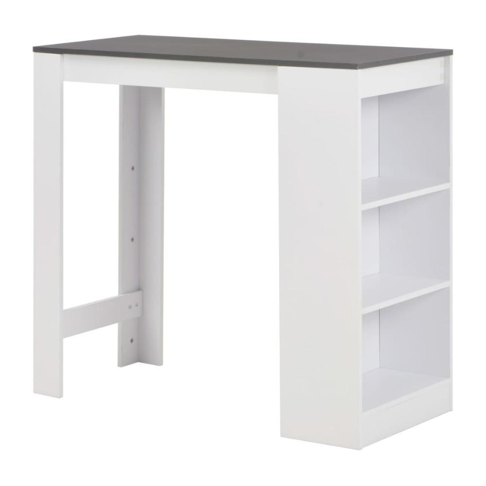Kitchen Bar Table With 3 Layer Storage Shelf White Compact Dining Furniture Unit
