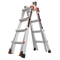 MegaMax Folding Ladder Multi-Position Extension Steps A-Frame Platform Wheels