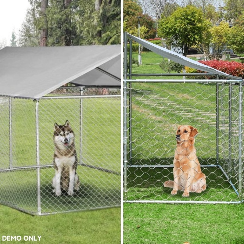 Buy Dog Kennel Run Cage Steel Mesh Fencing Pet Enclosure Covered ...