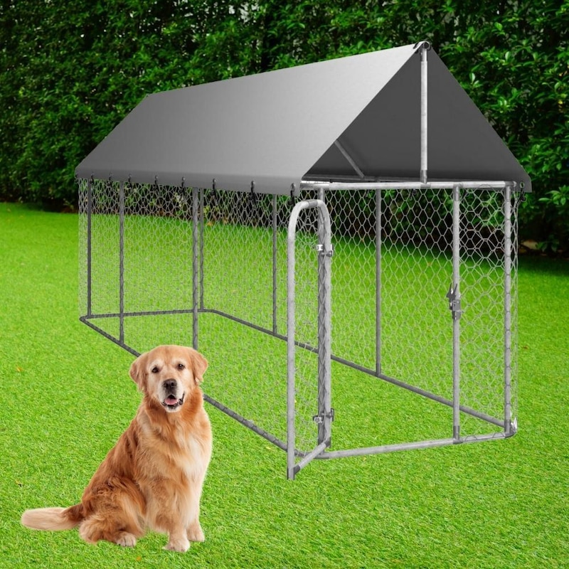 Buy Dog Kennel Run Cage Steel Mesh Fencing Pet Enclosure Covered 