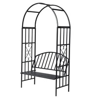 Outdoor Metal Garden Patio Decor Bench Seat Chair Rose Arch 210cm