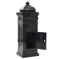 Pillar Letterbox Aluminium Vintage Style Rustproof Black