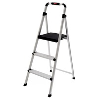 Rubbermaid Step Ladder 3 Steps Folding Aluminium Stool Seat Portable 100kg Max