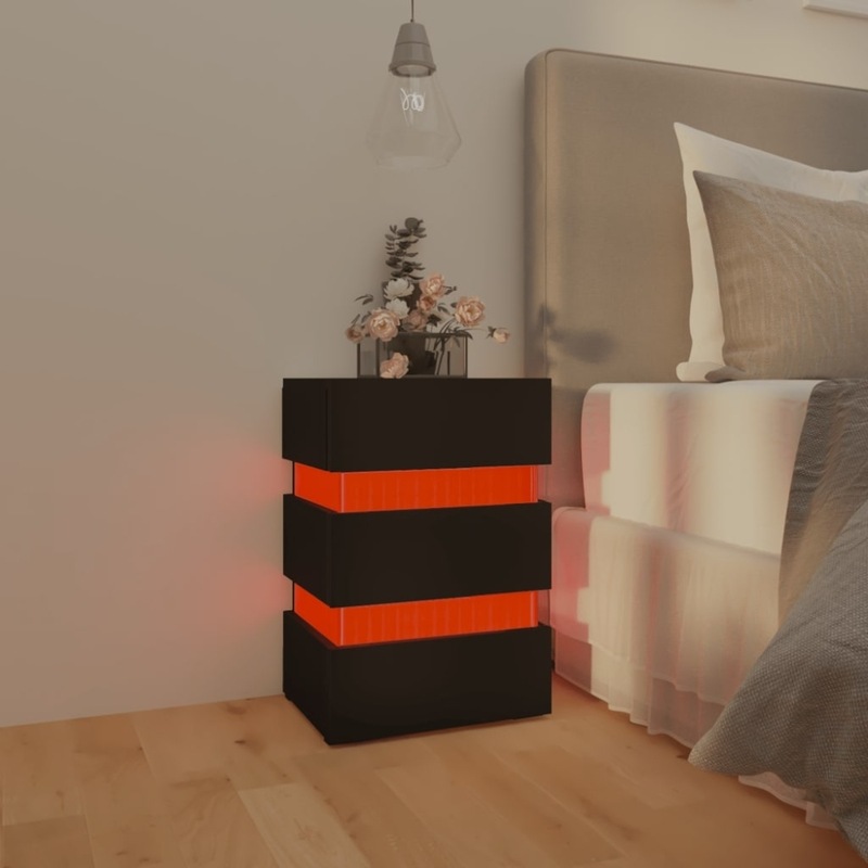 Buy SoftGlow Bedside Tables LED Lights 3 Drawers Nightstand
