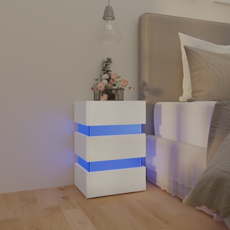 Buy SoftGlow Bedside Tables LED Lights 3 Drawers Nightstand