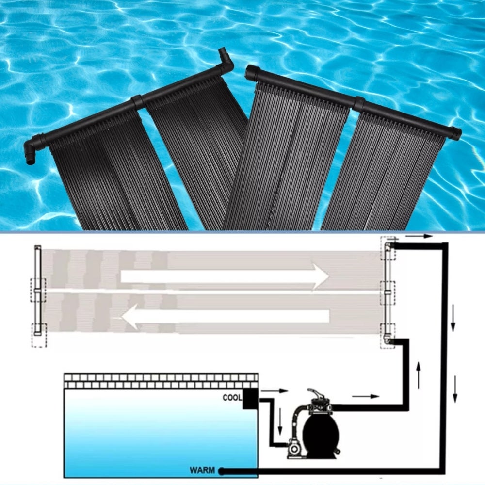 Swimming Pool Heater Panel Solar Powered Water Heating System Accessory Black