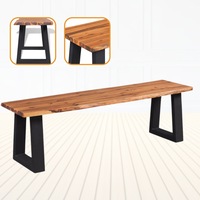 Solid Acacia Wood Bench Seating Hall Living Room Vintage Industrial