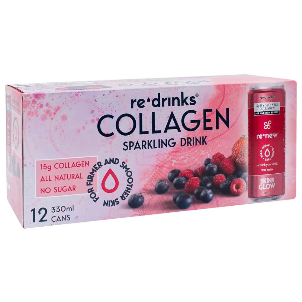 Sparkling Collagen Drinks 12X Sugar Free Cans Berry Flavoit 15g Gluten Australia