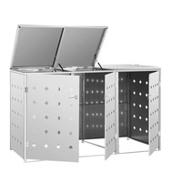 Stainless Steel Wheelie Bin Storage Shed Large 3 Bins Dustbin Container