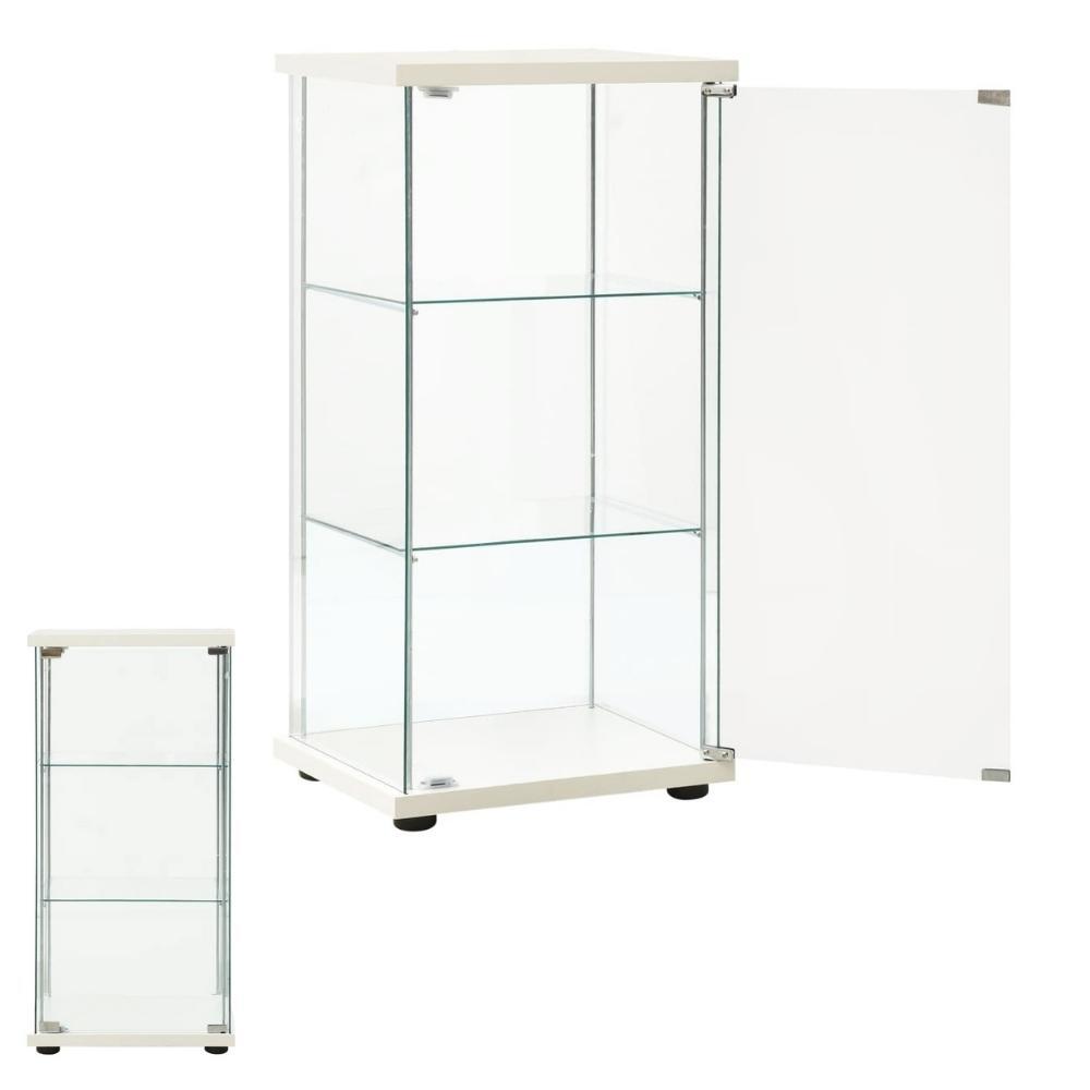 Tempered Glass Display Storage Cabinet Trophy Case 3 Tier Shelf 86cm White