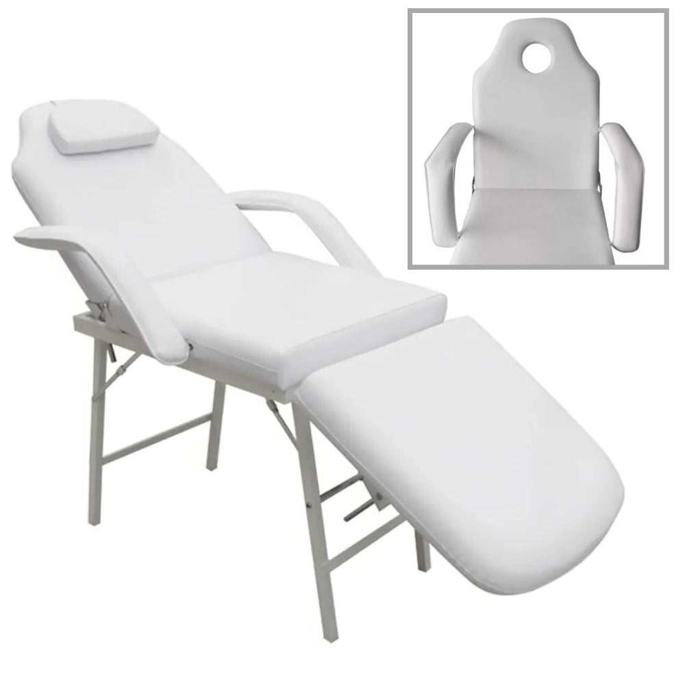 Portable Massage Cosmetic Beauty Treatment Facial Waxing Table Chair Bed White