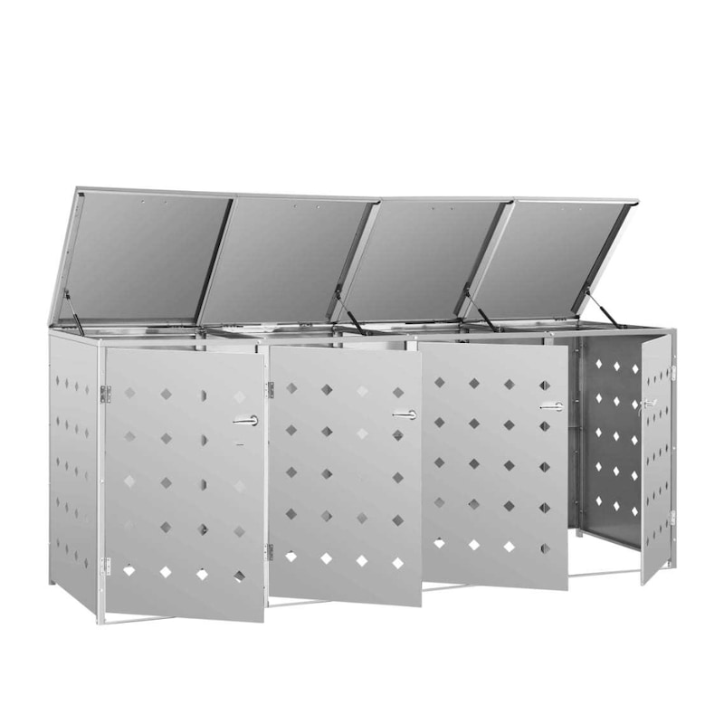 Buy Wheelie Bin Storage Shed 4X 240L Bins Stainless Steel Garden Waste