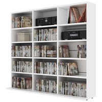 White CD Rack Book Cabinet Chipboard Modern Furniture Open Shelf Storage Display